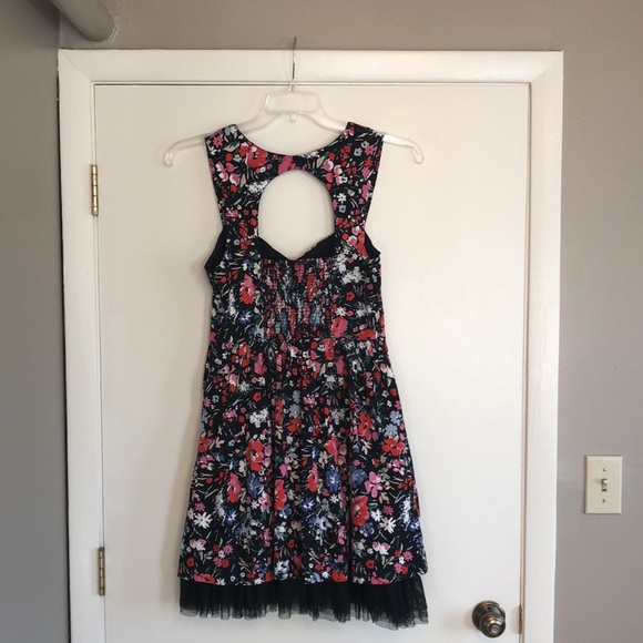 Free People dress, multi color floral print on black background, size 10 - Picture 7 of 15
